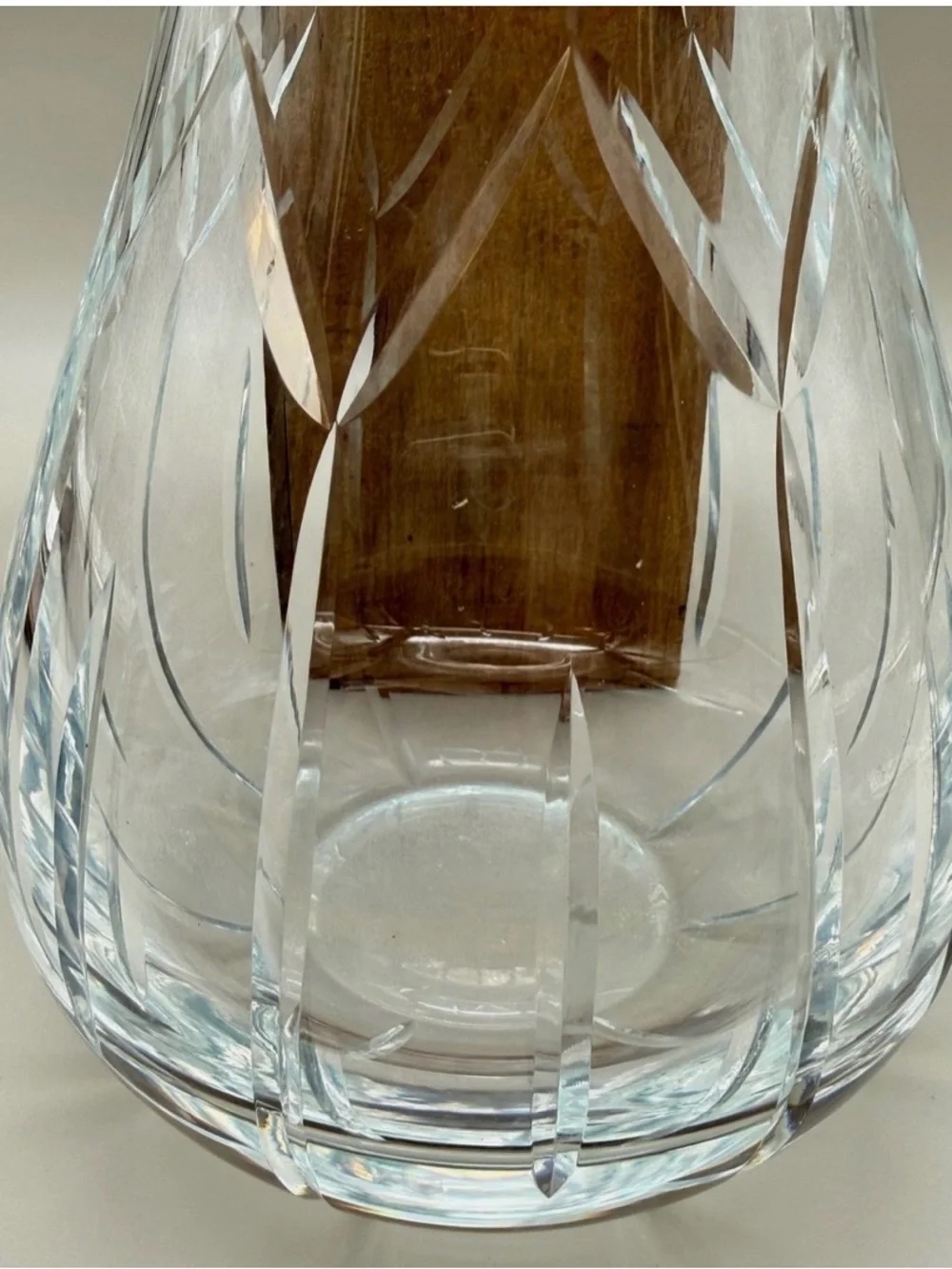 Clear Glass Carafe with Diamond-Cut Accent